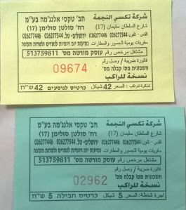 Tickets for taxi (42) and baggage (5) fees